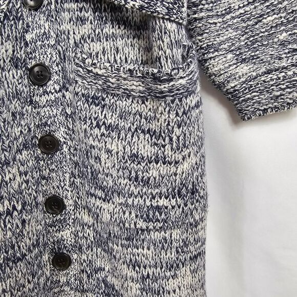 Frame Belted Melange Wool Blend Belted Cardigan in Navy and Light Gray Size S - Picture 8 of 14